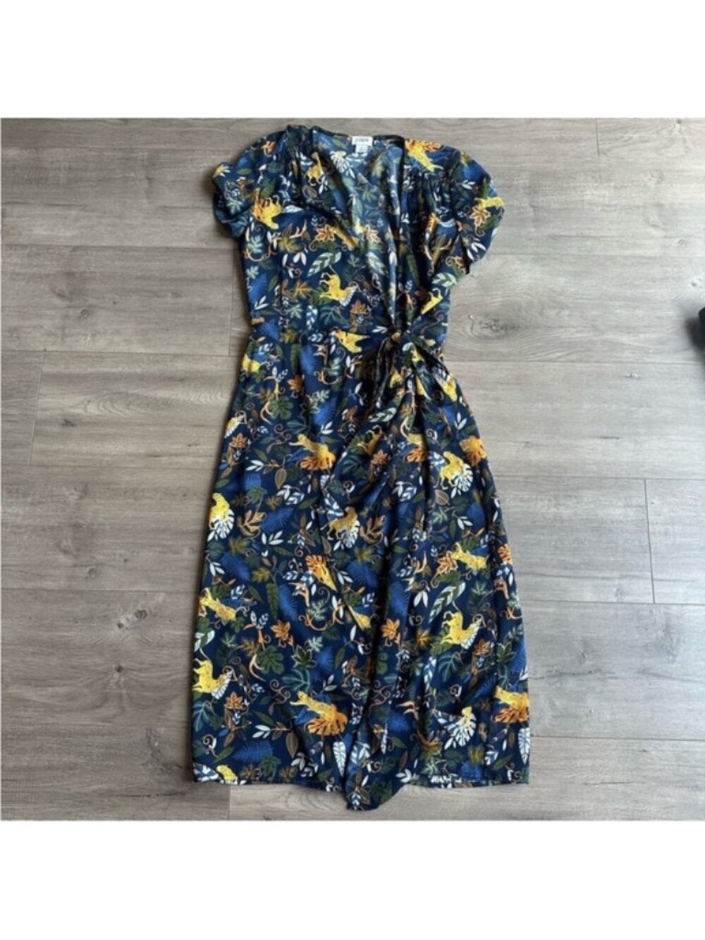 Floral Print Mini Dress - Blue and Yellow